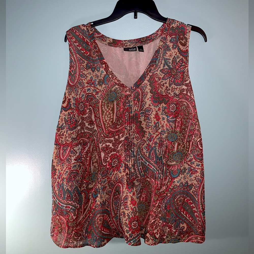 A.N.A. Sleeveless Paisley Blouse